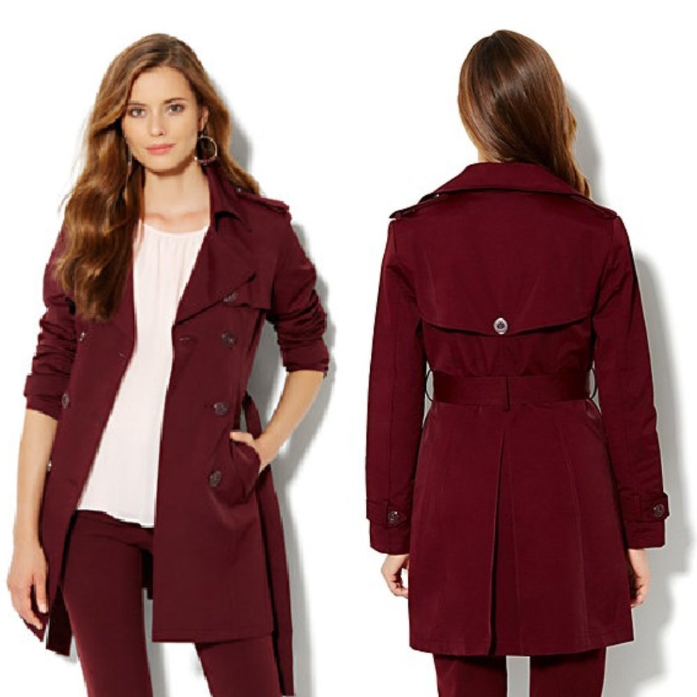 FALL coat jacket trench by Ny&Co / Ny and Company SZ M - Red / Burgundy